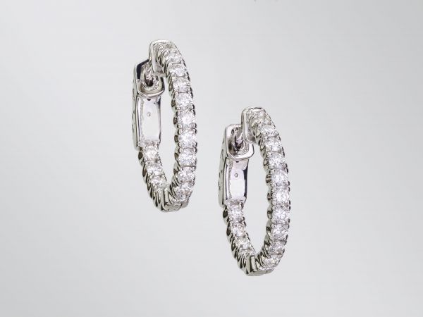 14kt White Gold Inside and Out Hoop Earrings